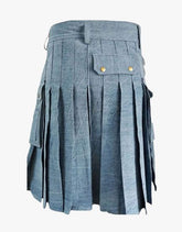 Men's Sky Blue Denim Kilt - Scottish Kilt Jacket™ USA-UK